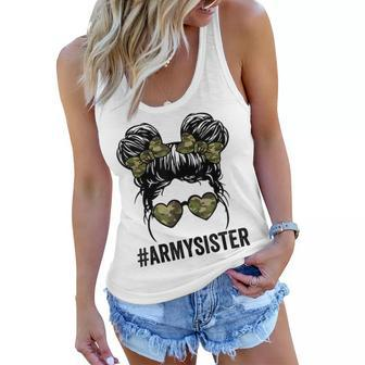 Proud Army Sister Funny For Army Wives Army Women Women Flowy Tank - Seseable