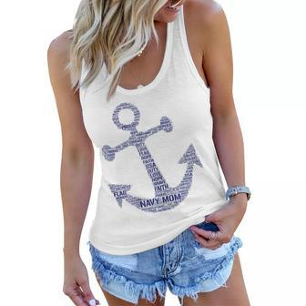 Proud Navy Mom Anchor Gift For Womens Women Flowy Tank | Mazezy
