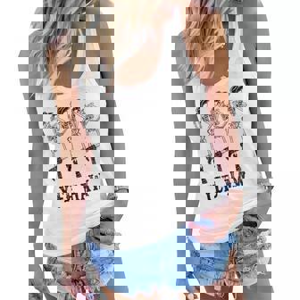 Retro Yee Haw Skeleton Cowgirl Dancing Cowboy Boots Horse Women Flowy Tank | Mazezy