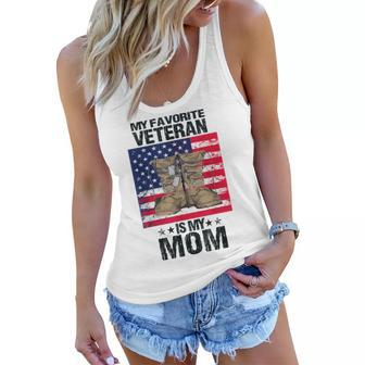 Veteran Mother Favorite Veteran Mothers Day Proud Kids Son Women Flowy Tank - Seseable