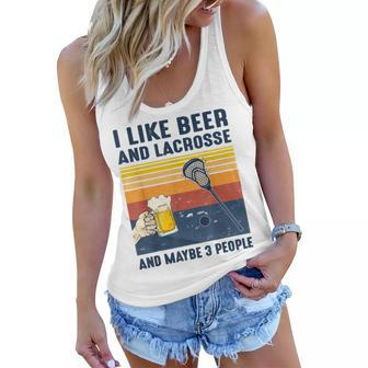 Vintage I Like Beer And Lacrosse Maybe 3 People Women Flowy Tank - Seseable