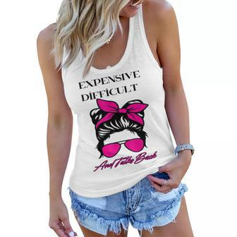 Women Apparel Messy Bun Expensive Difficult And Talks Back Women Flowy Tank | Mazezy