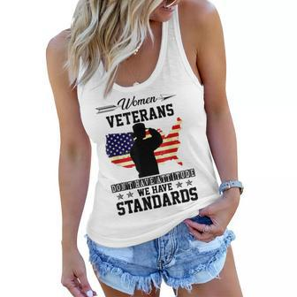 Women Veterans Dont Have Attitude We Have Standards Memory Women Flowy Tank - Seseable
