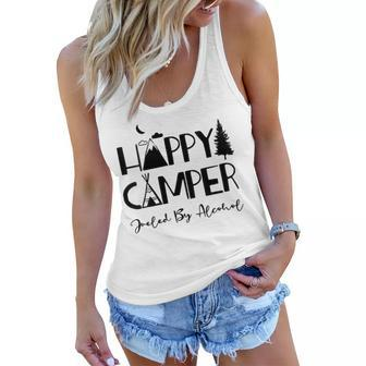 Womens Happy Camper Fueled By Alcohol Funny Drinking Party Camping Women Flowy Tank | Mazezy