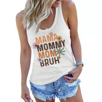 Womens Retro Groovy Mama Mommy Mom Bruh Happy Mothers Day Women Flowy Tank - Thegiftio UK