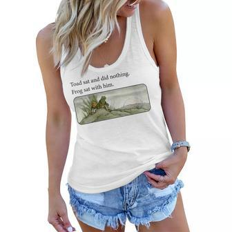 Womens Toad Sat And Did Nothing Frog Sat With Him Women Flowy Tank | Mazezy