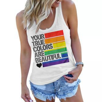 Your True Colors Are Beautiful Rainbow Lgbt Pride Month Women Flowy Tank | Mazezy