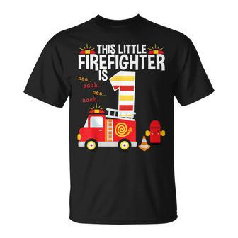 1 Year Old Firefighter Fire Truck 1St Birthday Boy T-Shirt - Seseable