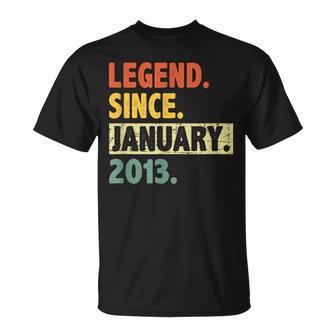 10 Geburtstag Legende Seit Januar 2013 10 Jahre Alt T-Shirt - Seseable
