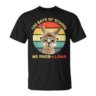 100 Day Of School No Probllama Llama Alpaca Math Nerd T-Shirt - Seseable