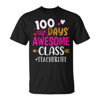 100 Days With My Awesome Class Teacher School T-shirt - Seseable