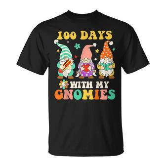 100 Days With My Gnomies 100 Days Of School Groovy Retro V2 T-Shirt - Seseable
