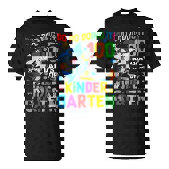 100 Days Of Kindergarten Shark Teacher Students Boys Girls T-shirt - Thegiftio
