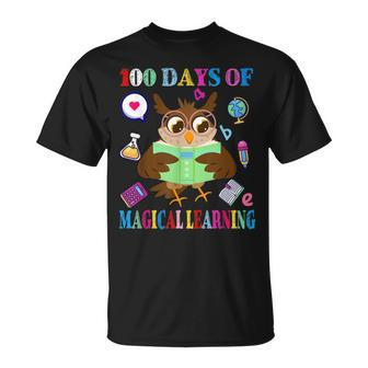 100 Days Of Magical Learning 100Th Day Of School Cute Owl T-shirt - Seseable