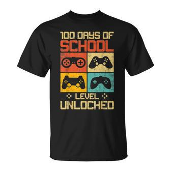 100 Days Of School Level Unlocked Gamer Video Games Boys Kid T-shirt - Thegiftio