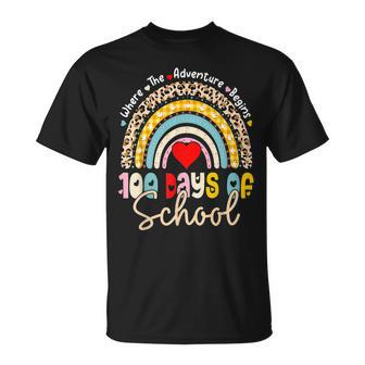 100 Days Of School Teacher 100 Days Smarter Rainbow Leopard V2 T-Shirt - Seseable