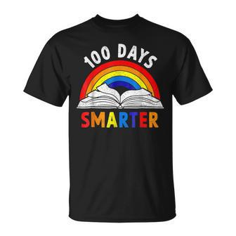 100 Days Smarter Book Rainbow 100 Day Of School Boy Girl Kid T-shirt - Seseable