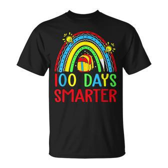 100 Days Smarter Book Rainbow 100 Day Of School Boy Girl Kid V2T-shirt - Seseable