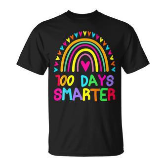 100 Days Smarter Rainbow Happy 100Th Day Of School Teacher V3 T-Shirt - Seseable