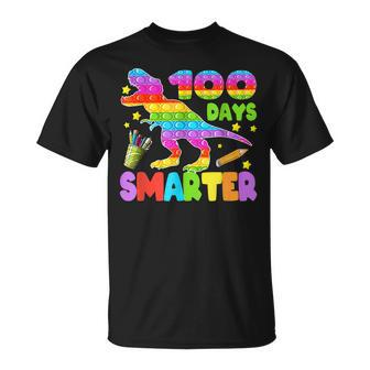 100 Days Smarter Teacher Or Student Pop It Dinosaur T-Shirt - Seseable