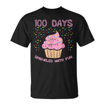 100 Days Sprinkled With Fun Cupcake 100Th Day Of School Girl T-shirt - Seseable