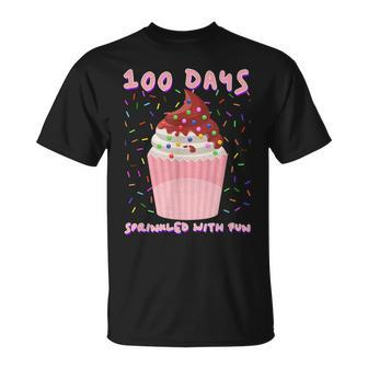 100 Days Sprinkled With Fun Cupcake 100Th Day Of School Girl V2T-shirt - Seseable