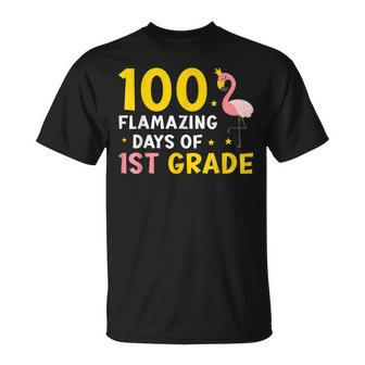 100 Flamazing Days Of 1St Grade Student Teacher Flamingo T-shirt - Thegiftio UK