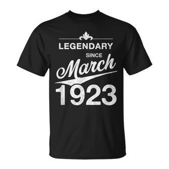 100 Geburtstag 100 Jahre Alt Legendär Seit März 1923 V4 T-Shirt - Seseable