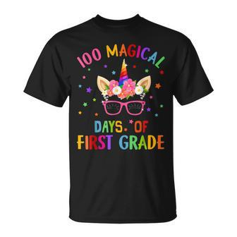 100 Magical Days Of First Grade School Unicorn Girl T-shirt - Seseable