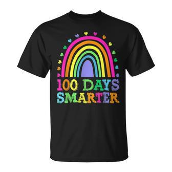 100Th Day Of School Teacher 100 Days Smarter Rainbow V29 T-Shirt - Seseable