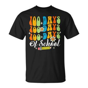 100Th Day Of School Teacher Kids Child Happy 100 Days Groovy V2 T-Shirt - Seseable