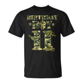 11Th Birthday Military Themed Camo Boys 11 Yrs Old Soldier Unisex T-Shirt | Mazezy