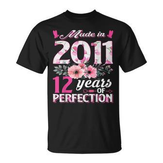 12 Years Old Made In 2011 Floral 12Th Birthday T-shirt - Thegiftio UK