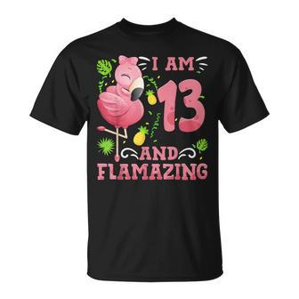 I Am 13 And Flamazing Amazing 13Th Birthday Flamingo T-shirt - Thegiftio UK