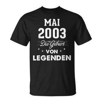 16 Geburtstag Jahr Old Die Geburt Legenden Mai 2003 T-Shirt - Seseable