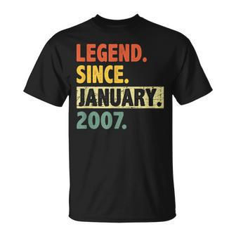 16 Geburtstag Legende Seit Januar 2007 16 Jahre Alt T-Shirt - Seseable