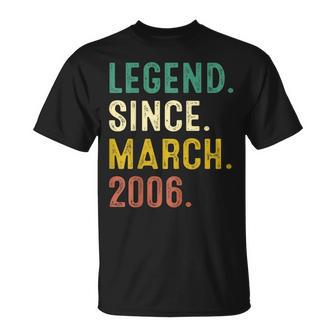 17 Years Old Legend Since March 2006 17Th Birthday T-Shirt - Seseable