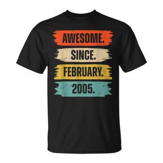 18 Years Old Awesome Since February 2005 18Th Birthday T-Shirt - Seseable