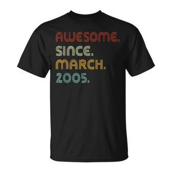 18 Years Old Awesome Since March 2005 18Th Birthday T-Shirt - Seseable