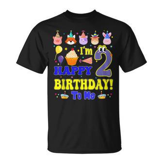 Im 2 Happy Birthday To Me Animal Cup Cake Birthday Party T-shirt - Thegiftio UK