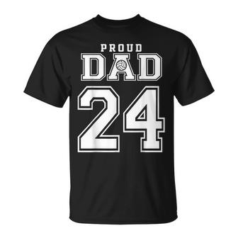 Custom Proud Volleyball Dad Number 24 Personalized For Men  Unisex T-Shirt