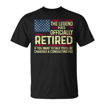 The Legend Has Officially Retired American Flag Retirement Unisex T-Shirt