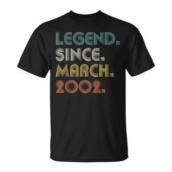 21 Years Old Legend Since March 2002 21St Birthday T-Shirt - Seseable