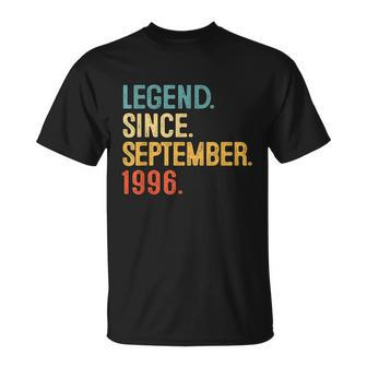 25Th Birthday Gift 25 Year Old Legend Since September 1996 Unisex T-Shirt - Monsterry DE