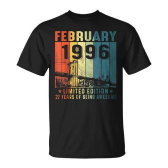 27 Years Old Vintage February 1996 27Th Birthday T-Shirt - Seseable