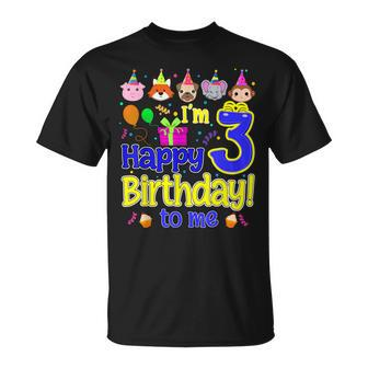 Im 3 Happy Birthday To Me Animal Cup Cake Birthday Party T-shirt - Thegiftio UK