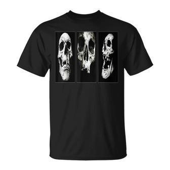 3 Skulls Horror X Ray Halloween Skeleton T-shirt - Thegiftio UK