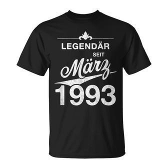 30 Geburtstag 30 Jahre Alt Legendär Seit März 1993 T-Shirt - Seseable