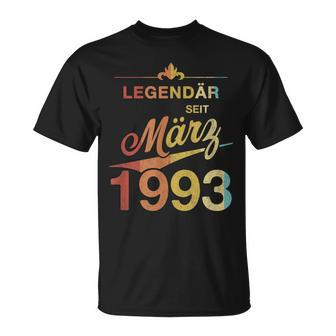 30 Geburtstag 30 Jahre Alt Legendär Seit März 1993 V2 T-Shirt - Seseable