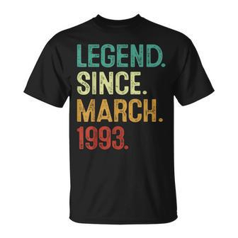 30 Years Old Legend Since March 1993 30Th Birthday Unisex T-Shirt | Mazezy